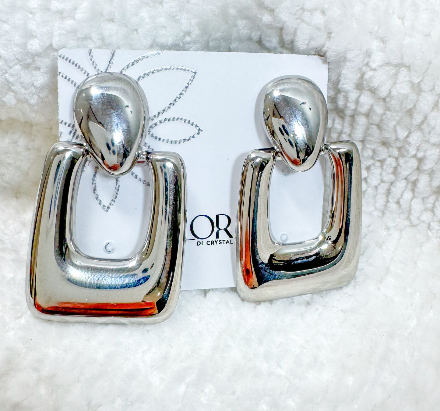 Brinco - Brinco quadrado liso Maxi -rodio