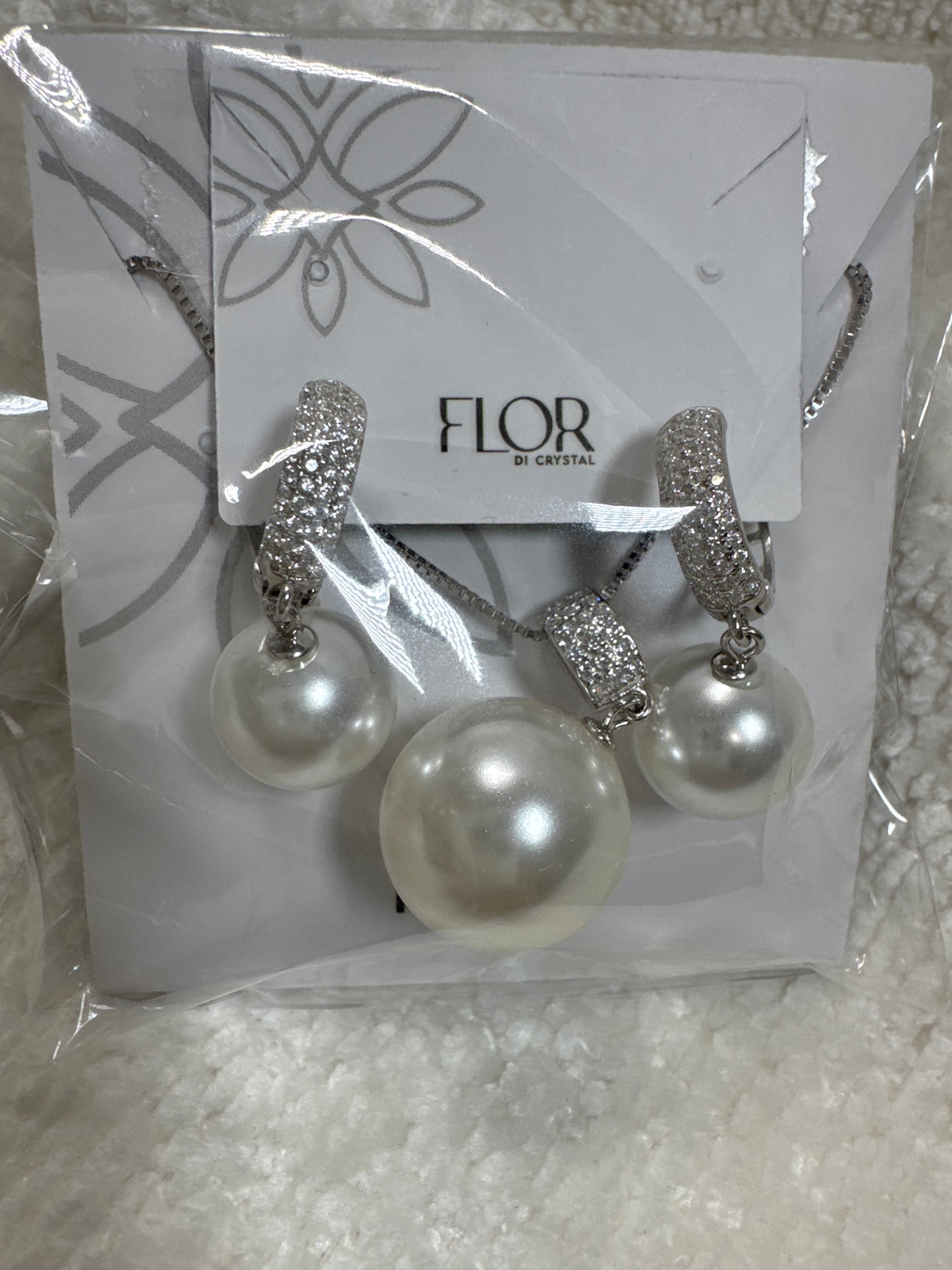 Conjunto - Joia de prata 925 - Colar com perola grande e Brincos de argola com pingente de perolas