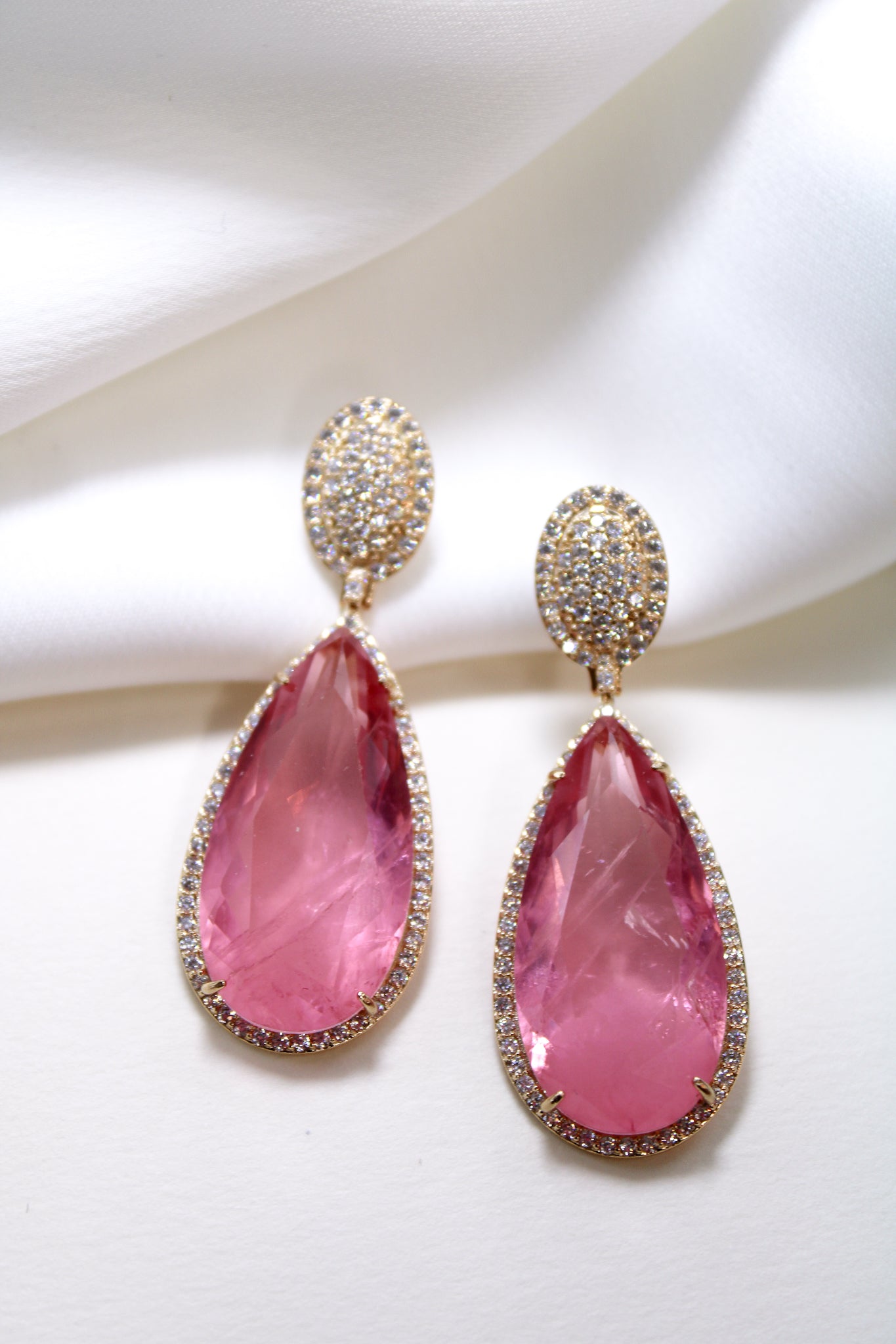 Paraiba Turmaline Pink teardrop Earings luuxury
