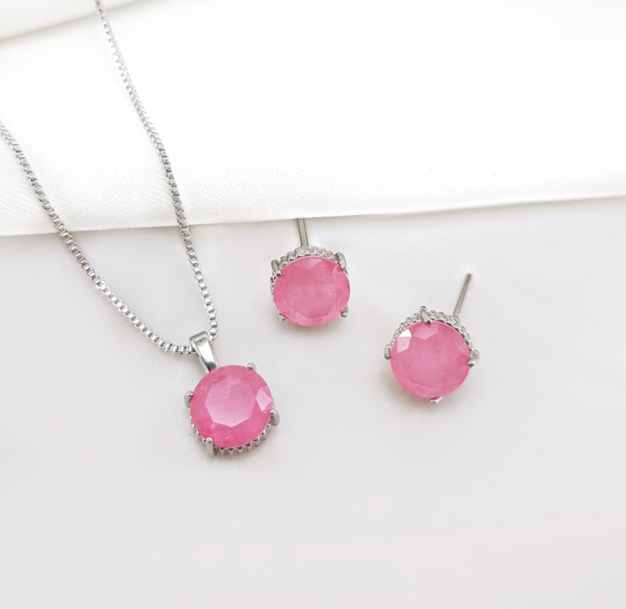 Conjunto - Conjunto de brinco de colar ponto de Luz Turmalina Lilaz