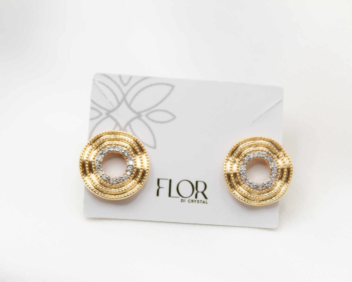 Brinco - Beinco circular ondulado e detalhe cravejado