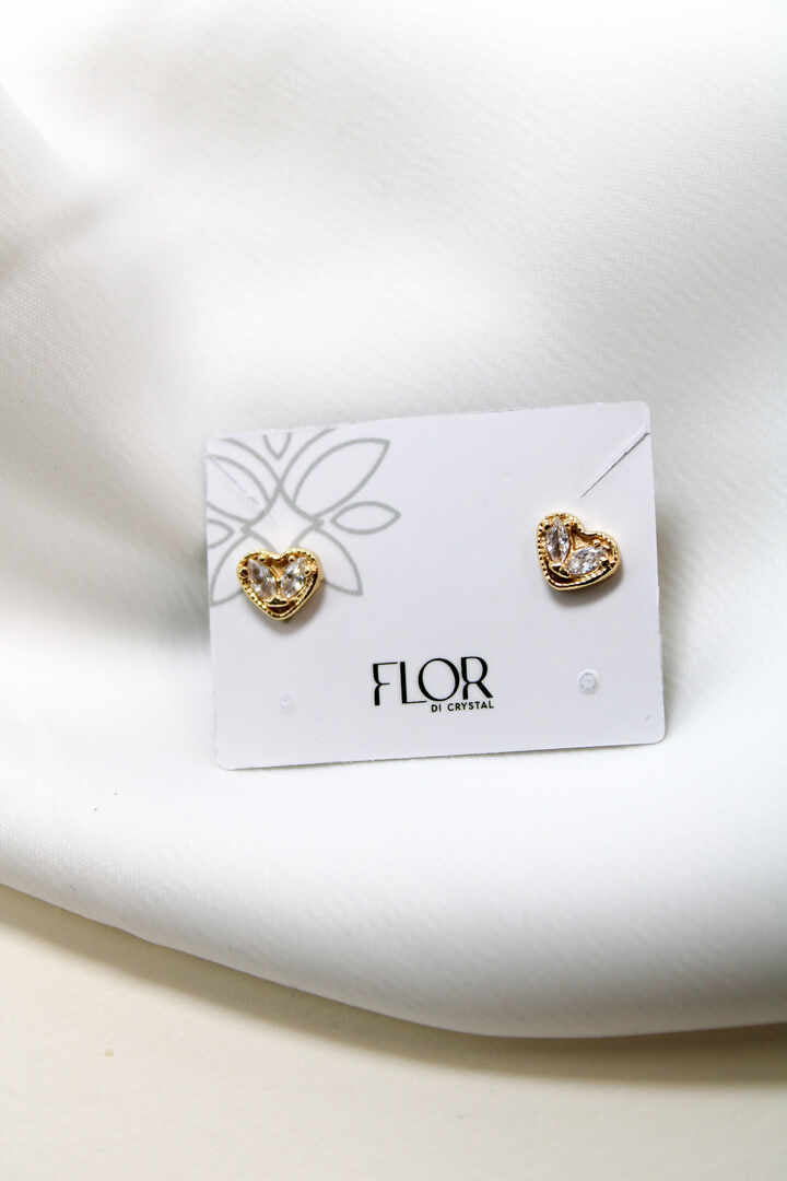 Brinco - Brinco de coração pequeno cravejado