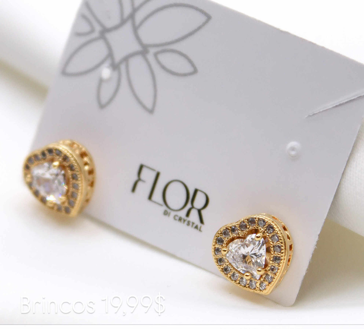 Brinco - Brinco de coracao delicado com Zirconia