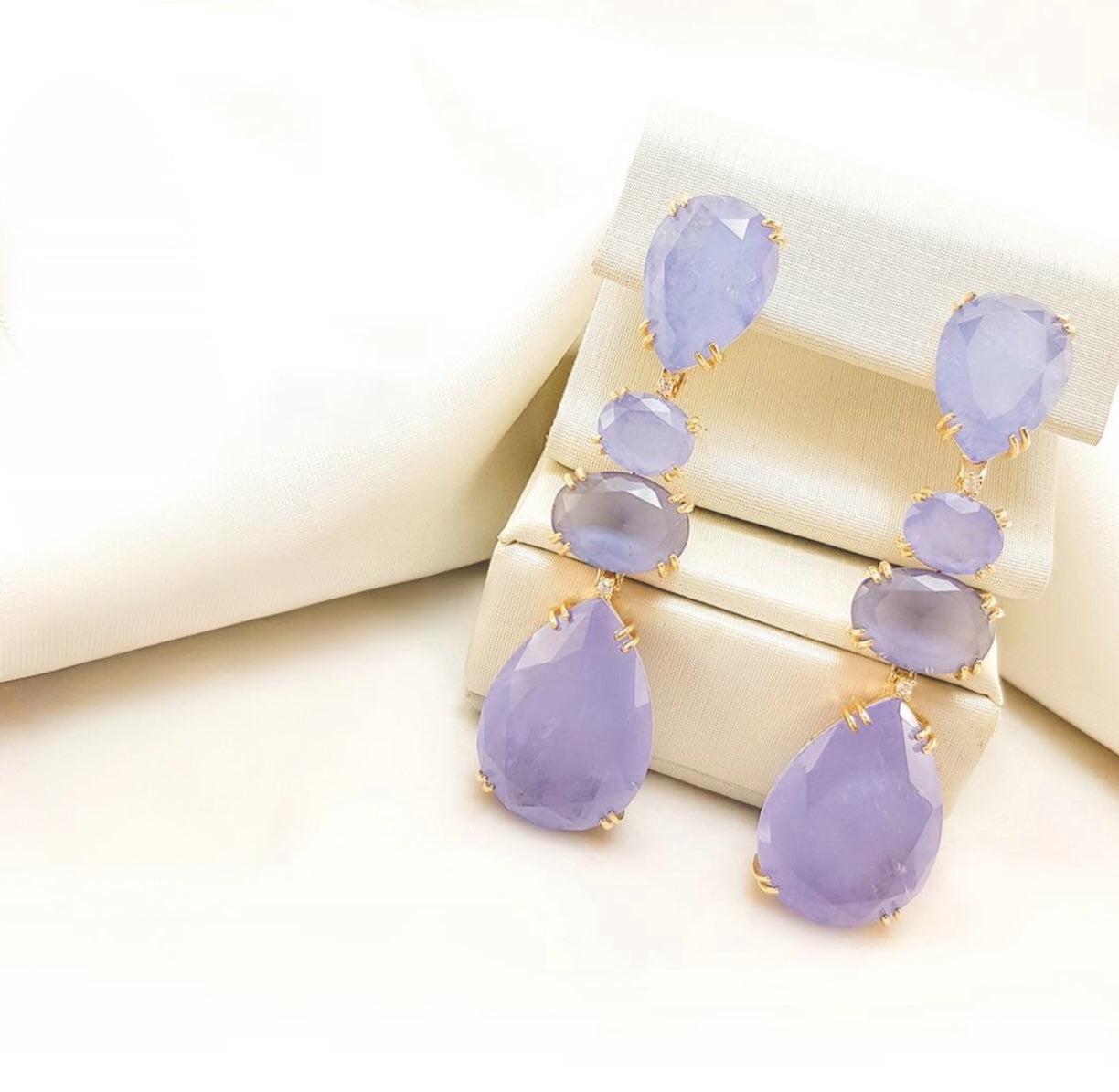 Brinco - Brinco de Pedra Turmalina Lilaz