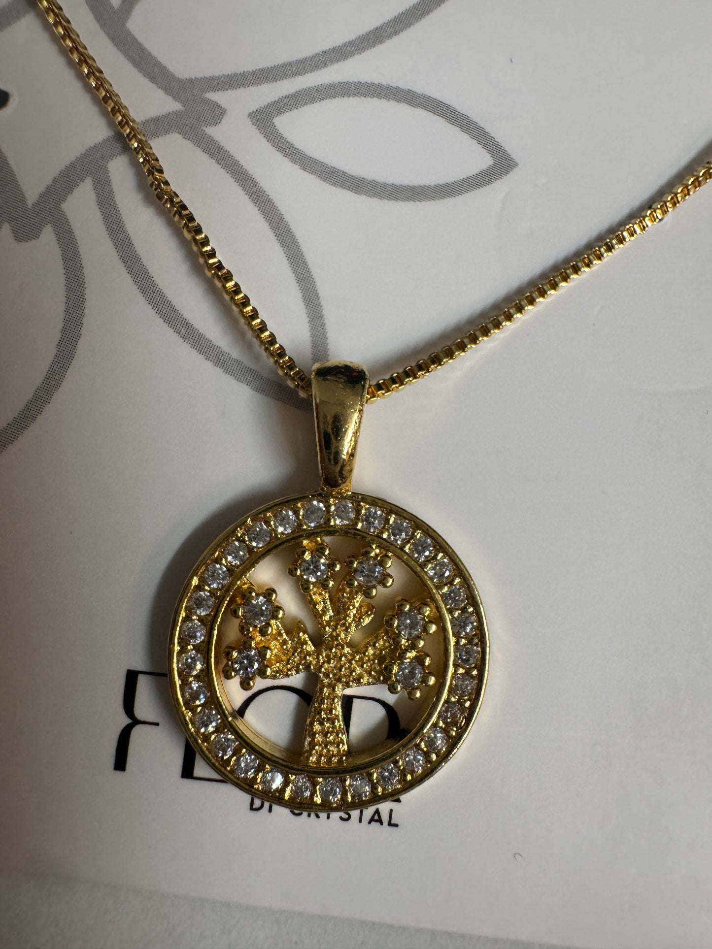 Colar - Colar de Medalha Arvore em Zirconias - Small