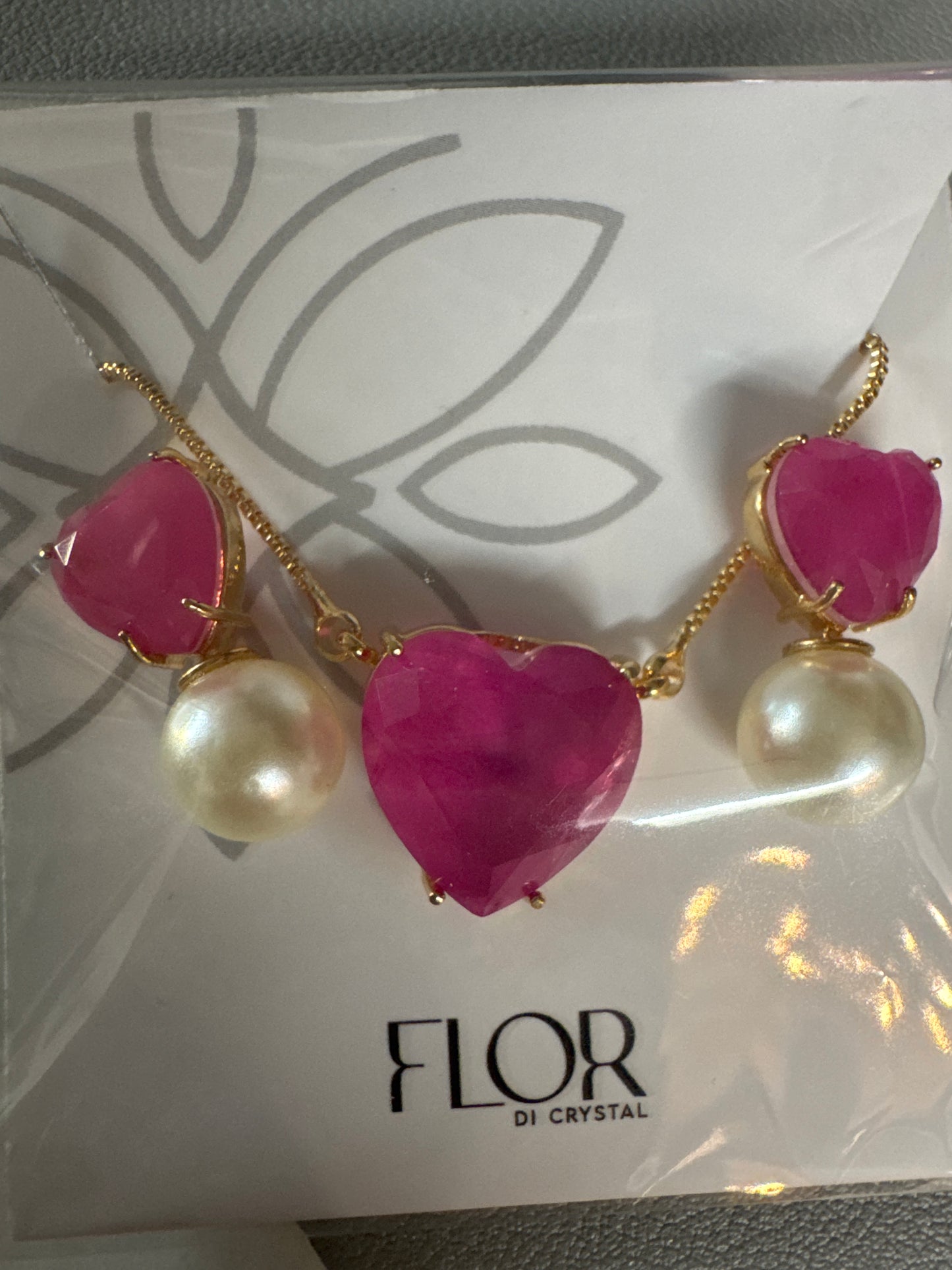 Conjunto - Conjunto Coracao turmalina fusion e perolas