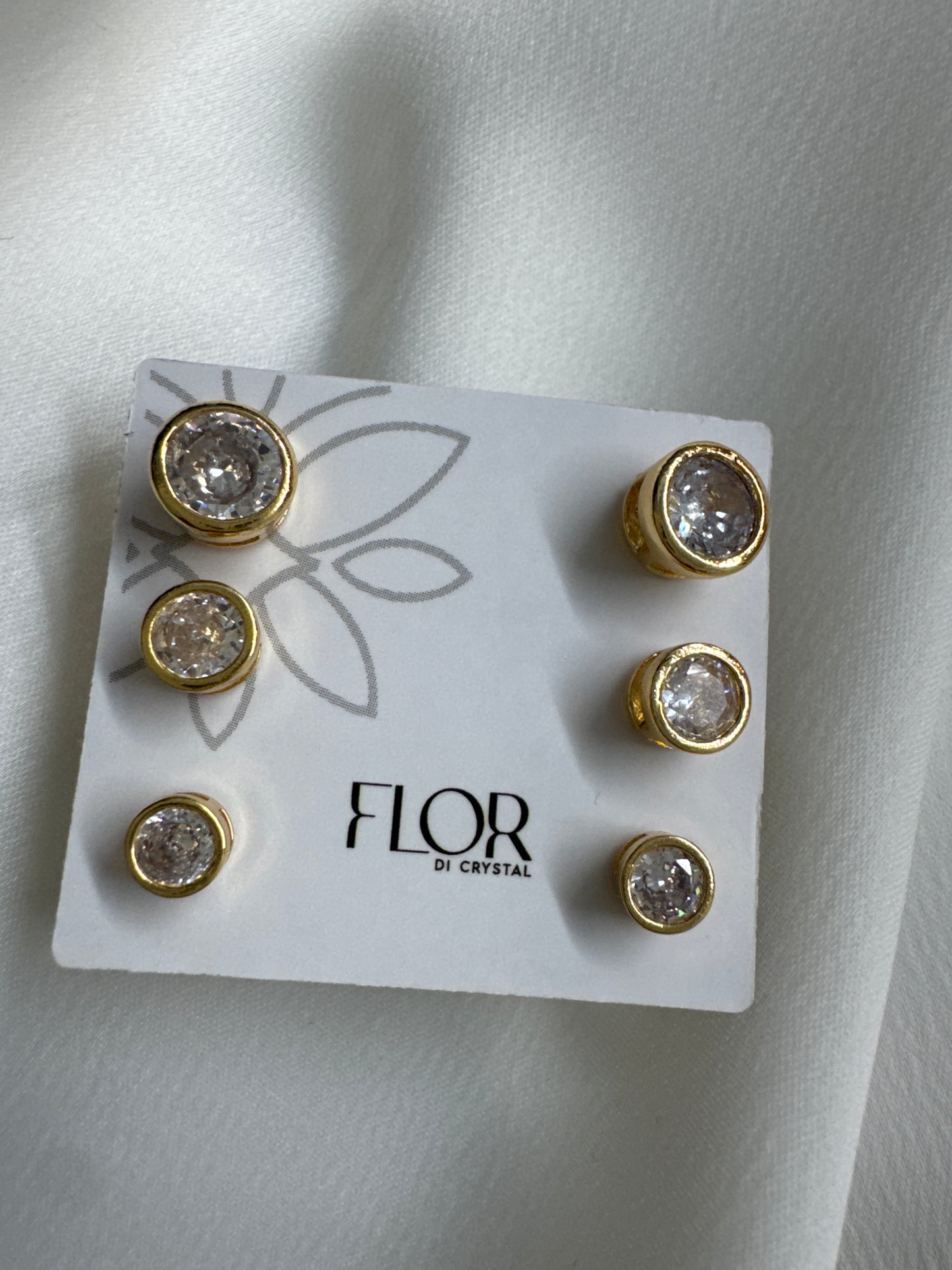 Brinco - Trio Brincos redondos ponto de Luz- Gold