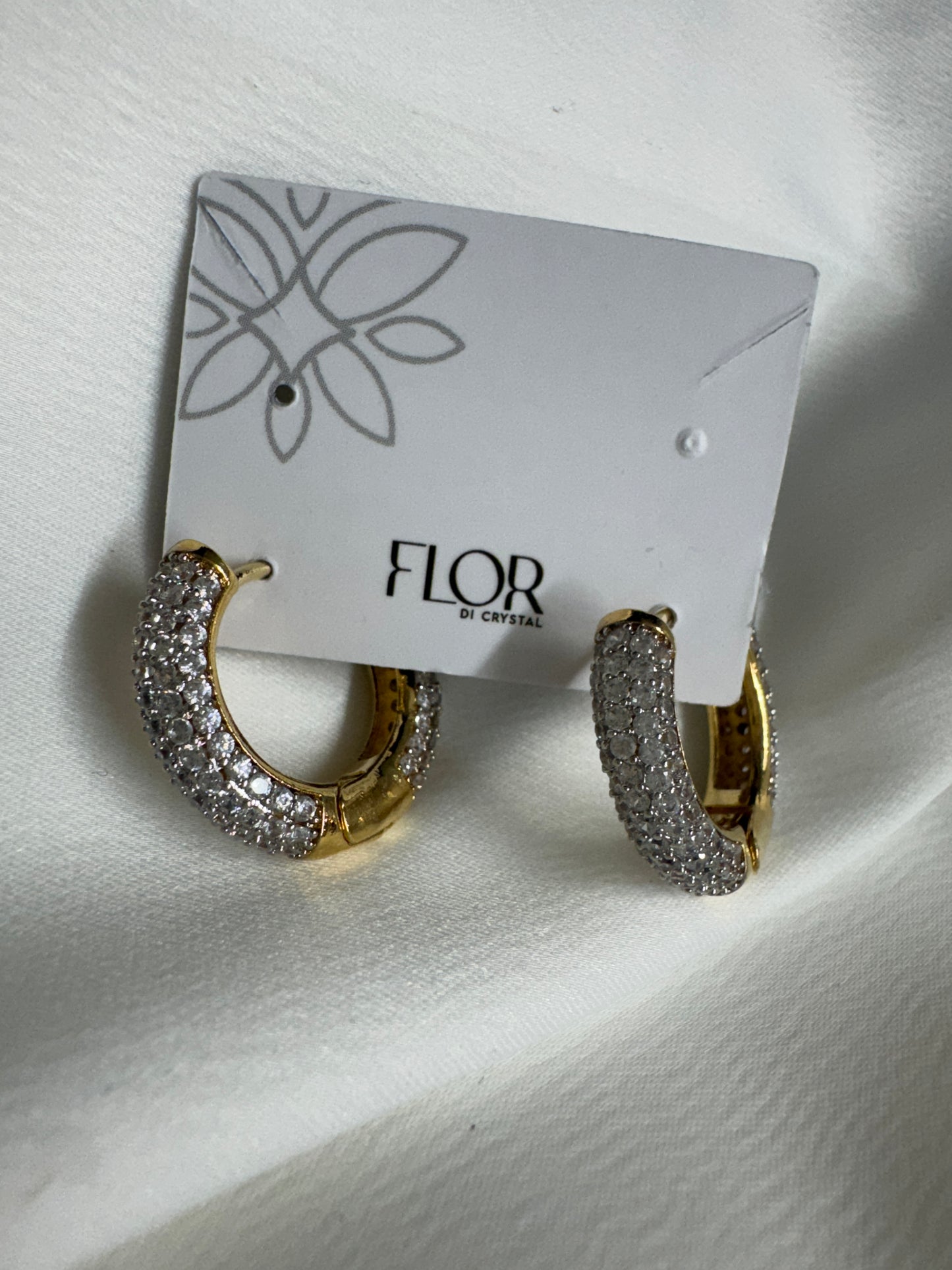 Brinco - Argolas Cravejadas Luxo Maxi - Gold com Rodio