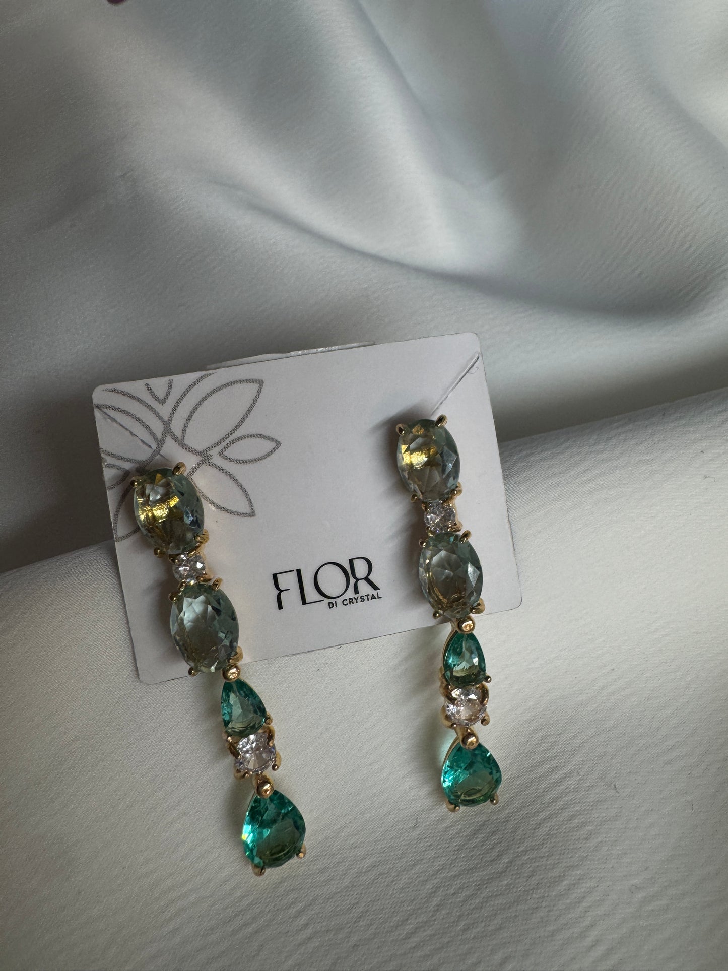 Brinco - Brinco Longo Verde e cristal