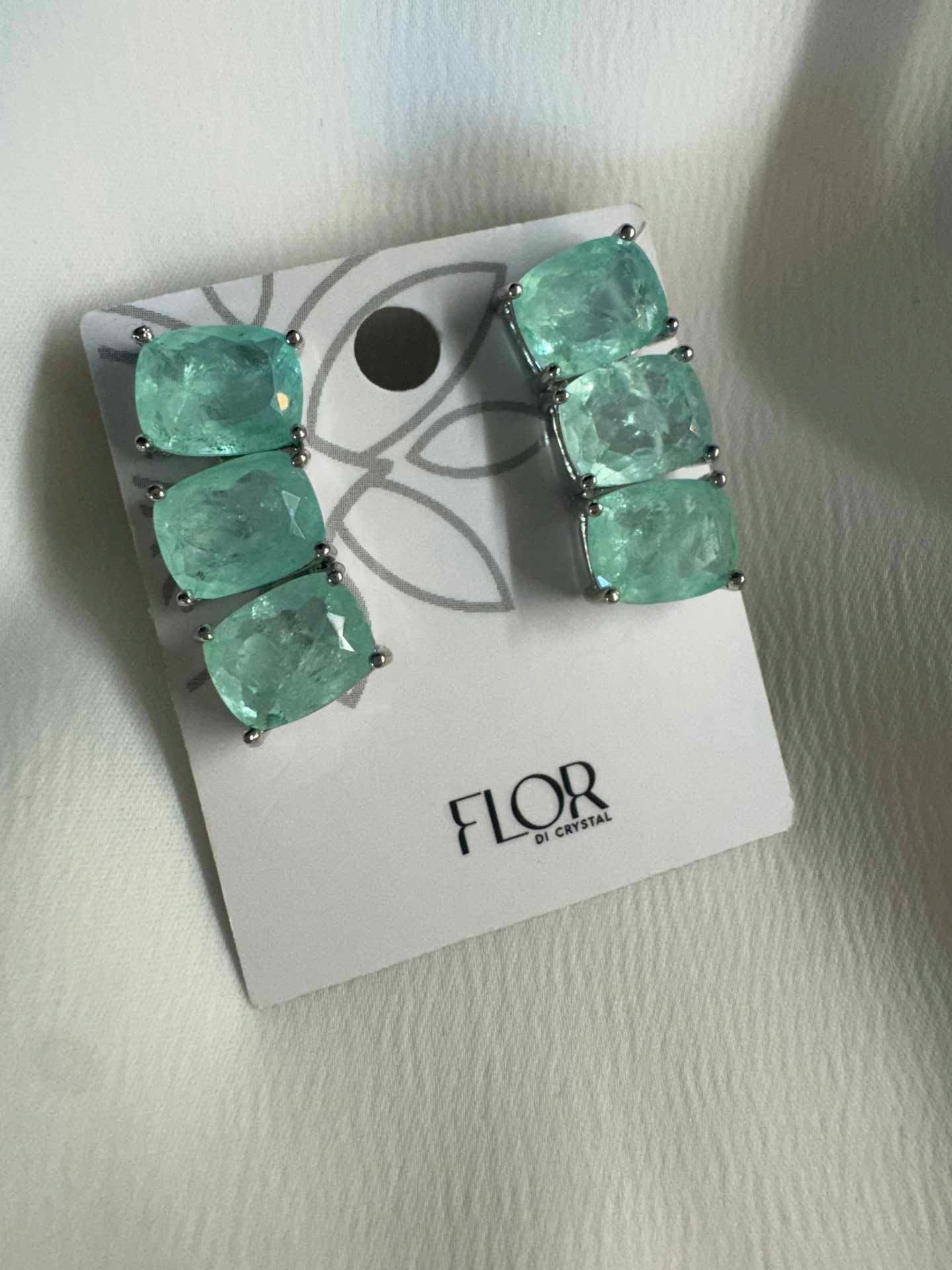 Brinco earcuff Verde turmalina Paraiba