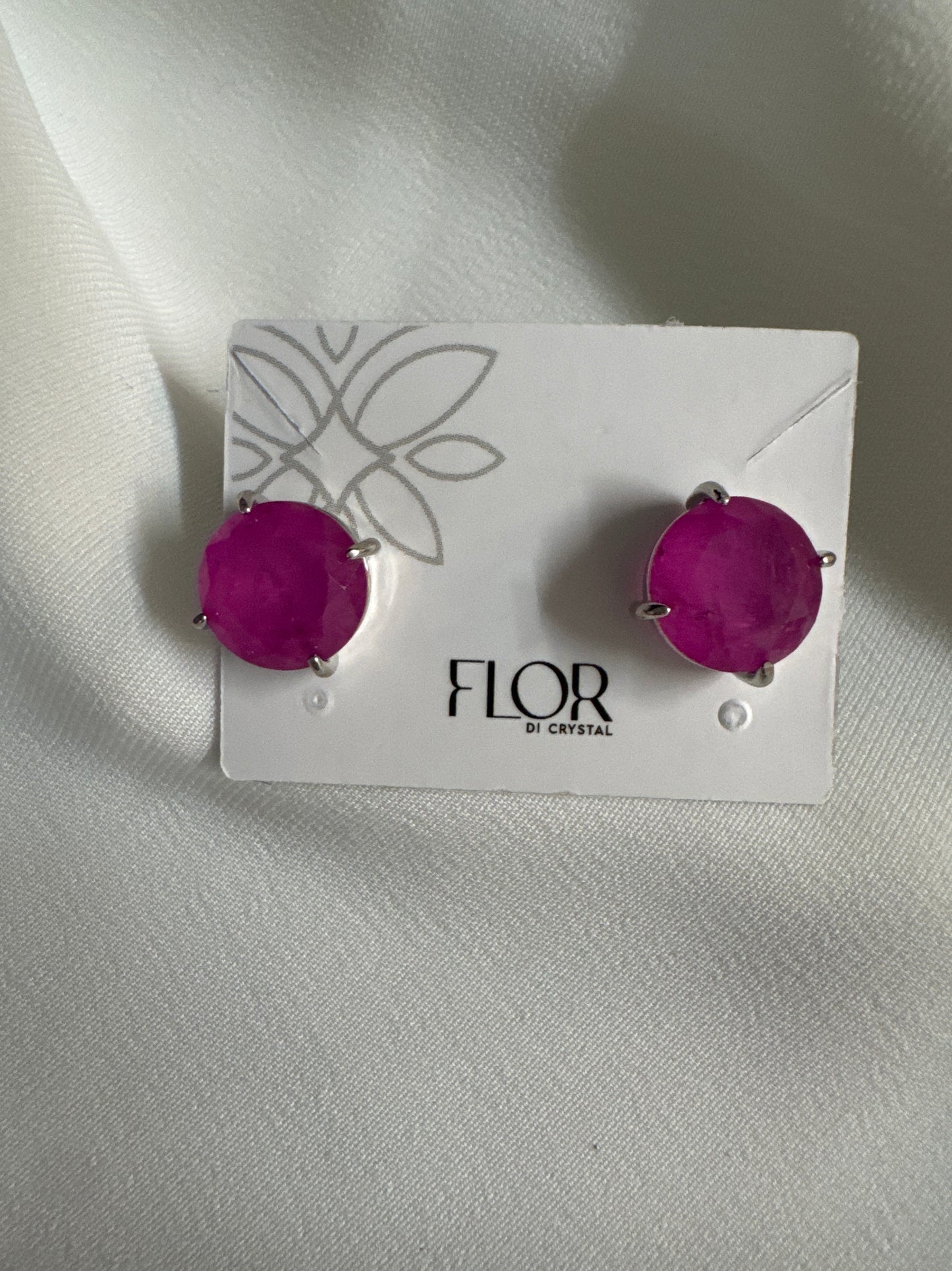 Brinco - Brinco de ponto de luz turmalina grande - fuchia