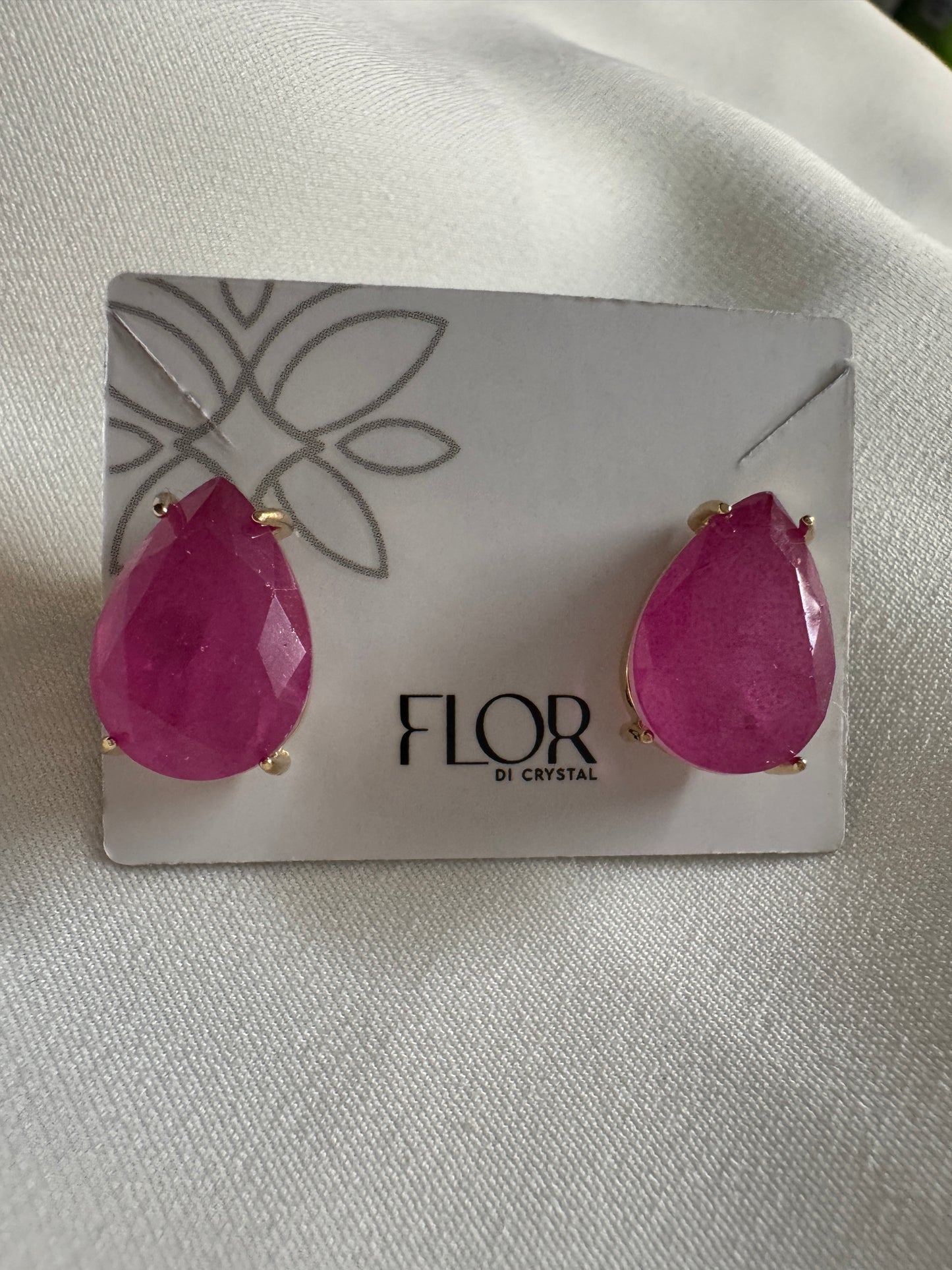 Brinco - Brinco de gota turmalina grande - fuchia