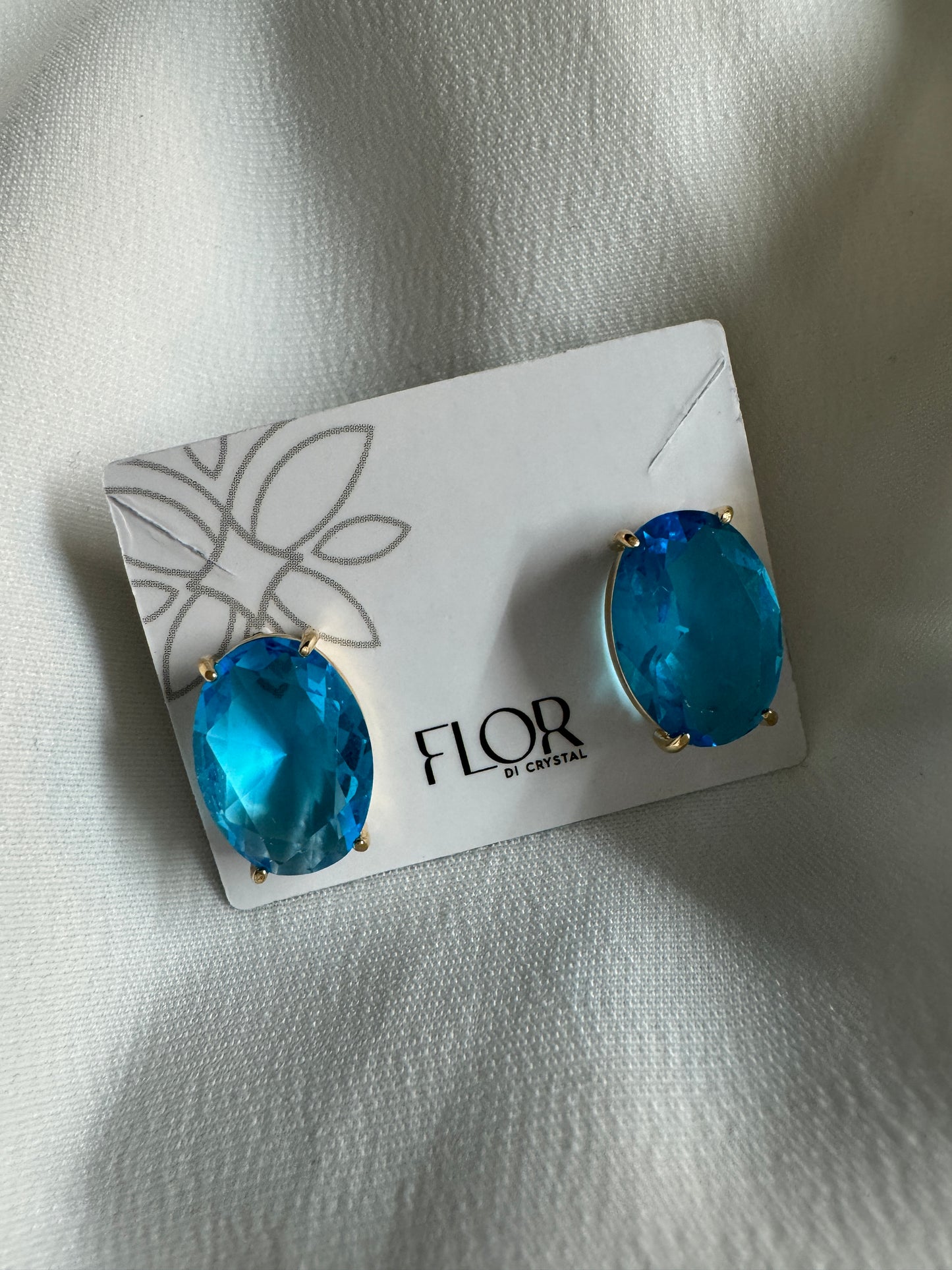 Brinco - Brinco de oval azul piscina