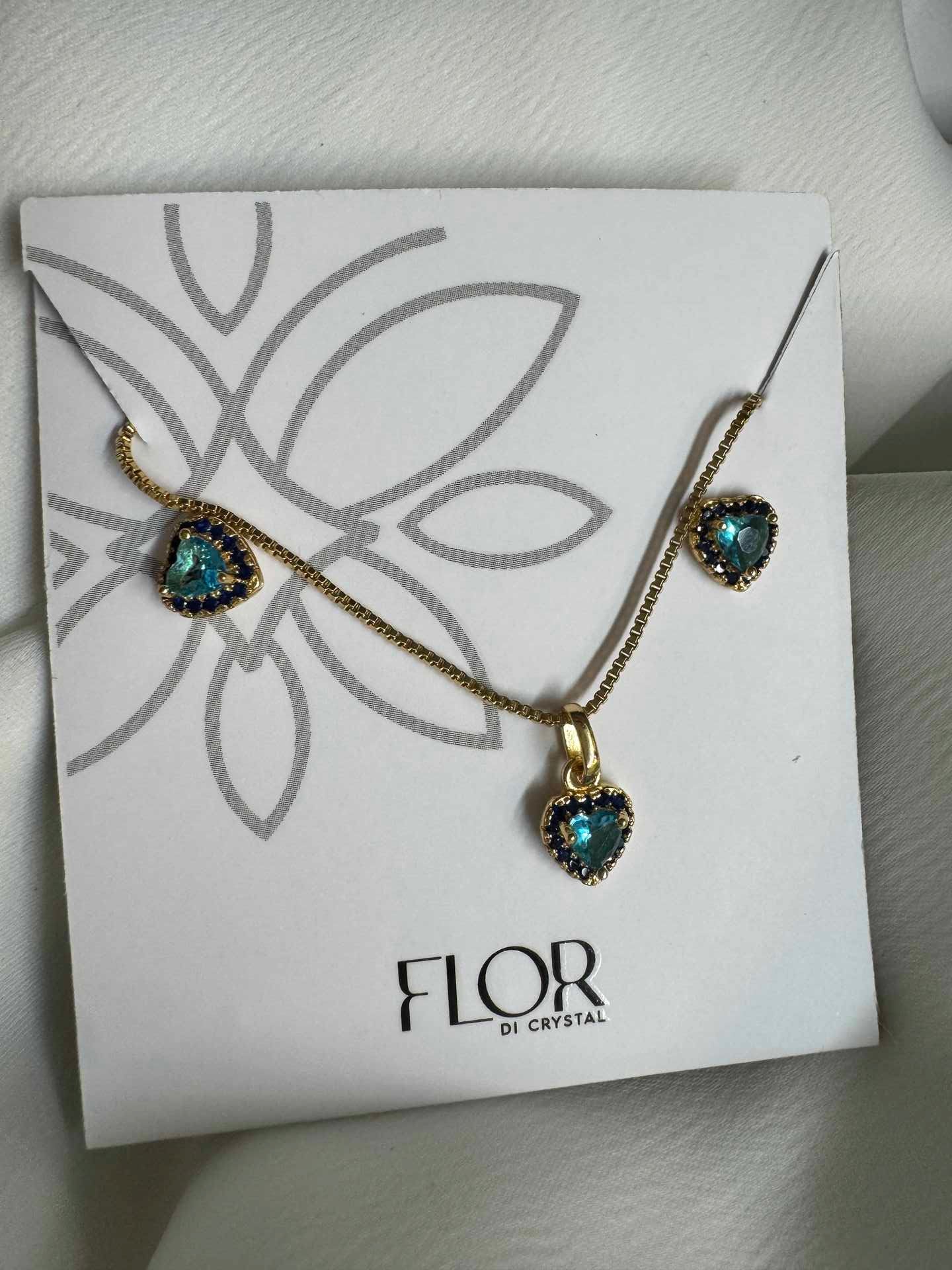 Conjunto - Conjunto delicado de coracao mini azul