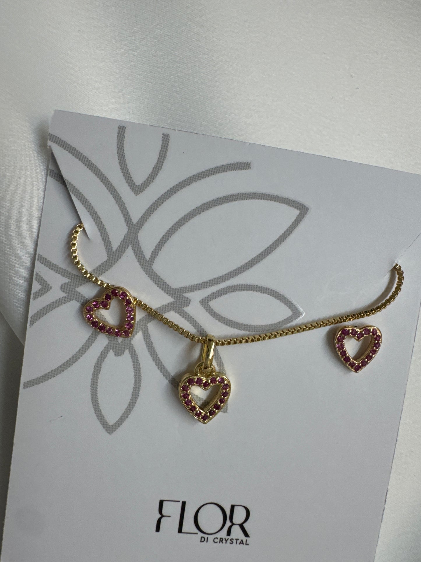 Conjunto - Conjunto delicado de coracao mini rosa