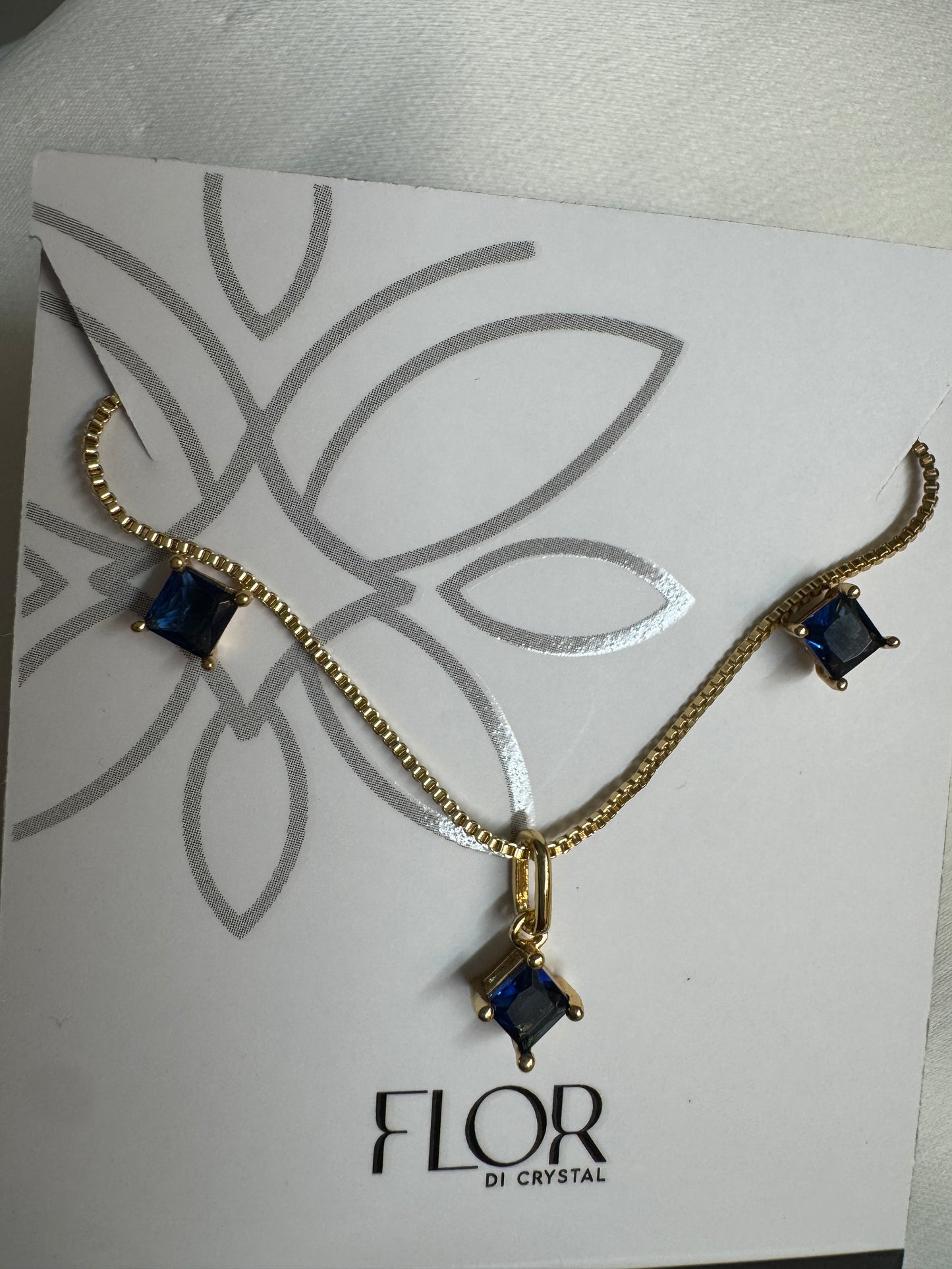 Conjunto - Conjunto delicado quadrado ponto de luz azul