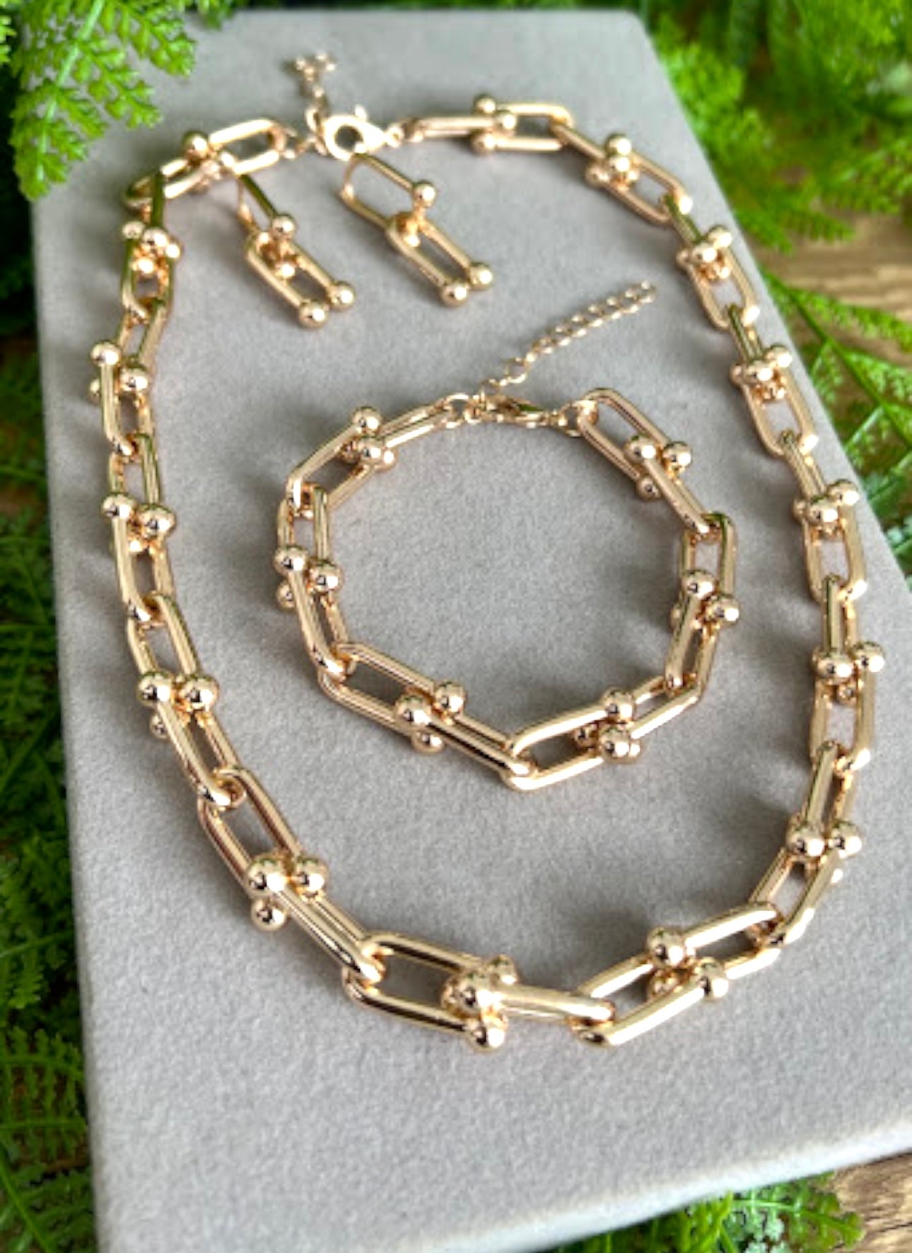 Conjunto - Tiffany Conjunto colar brinco e pulseira Lisa Grossa