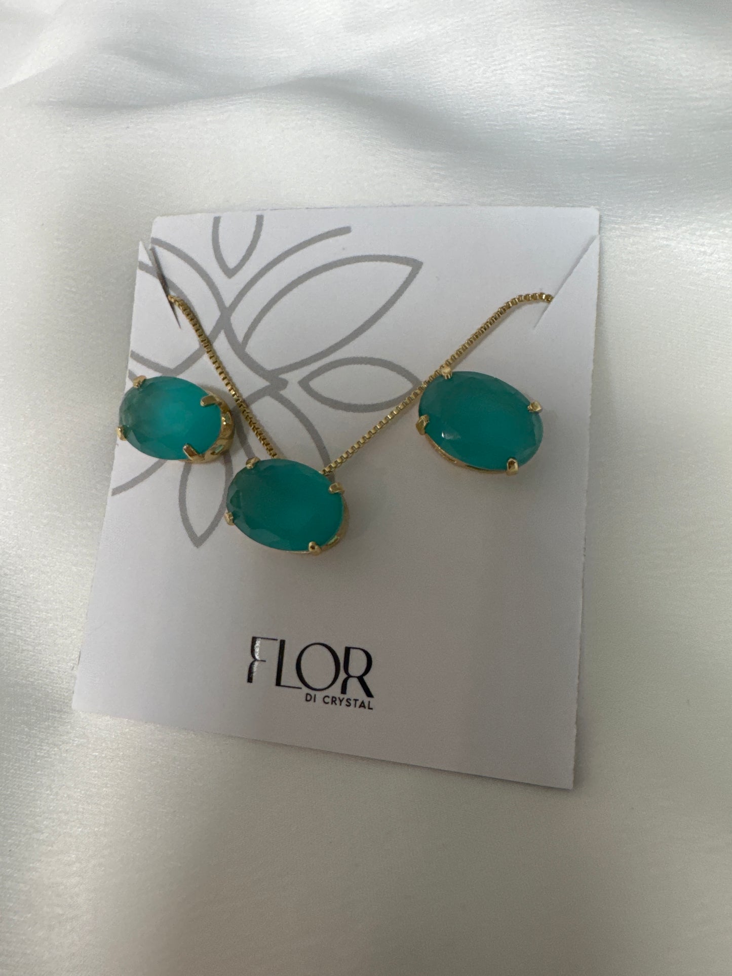 Conjunto - Conjunto de oval turquesa media