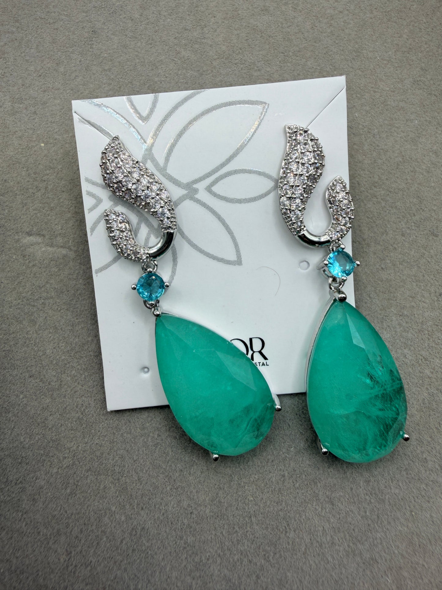 Brinco - Brinco Pedra Fusion Verde em Rodio