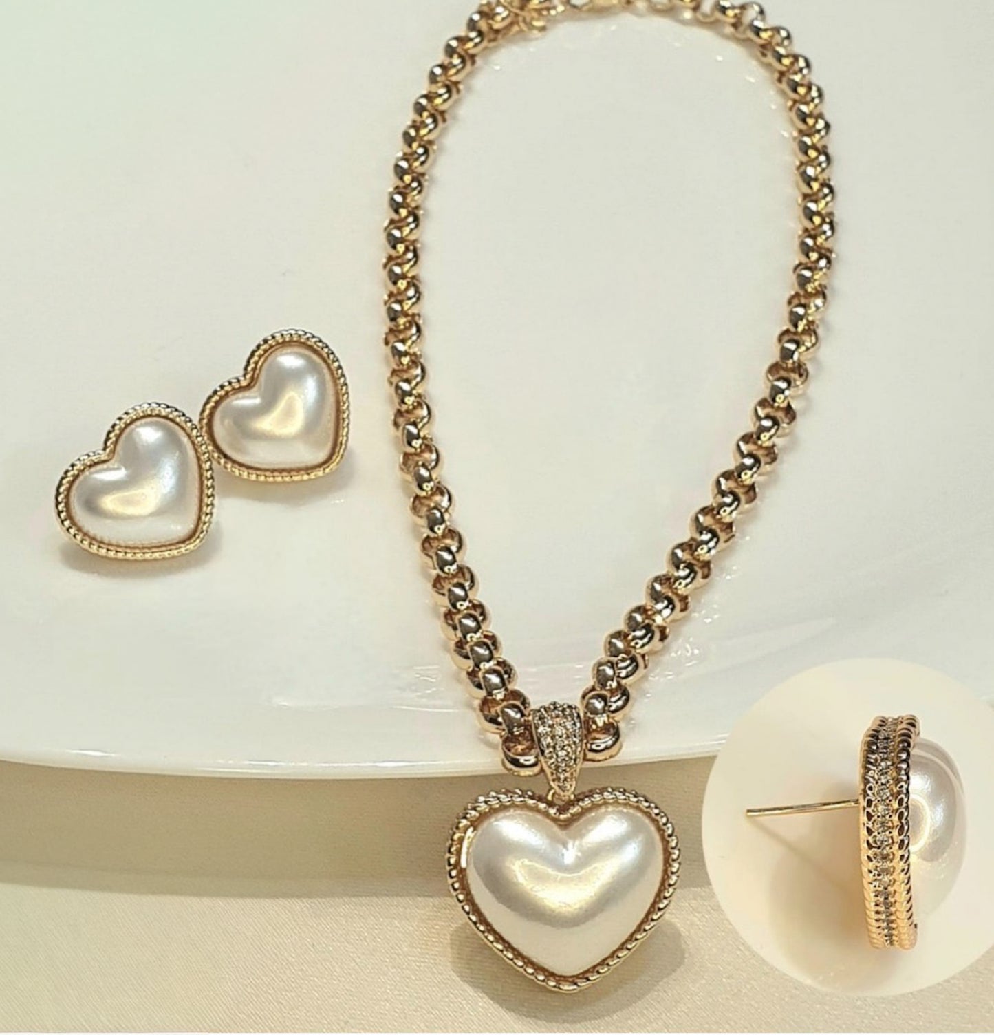 Conjunto - Conjunto De coracao de Perola Maxi