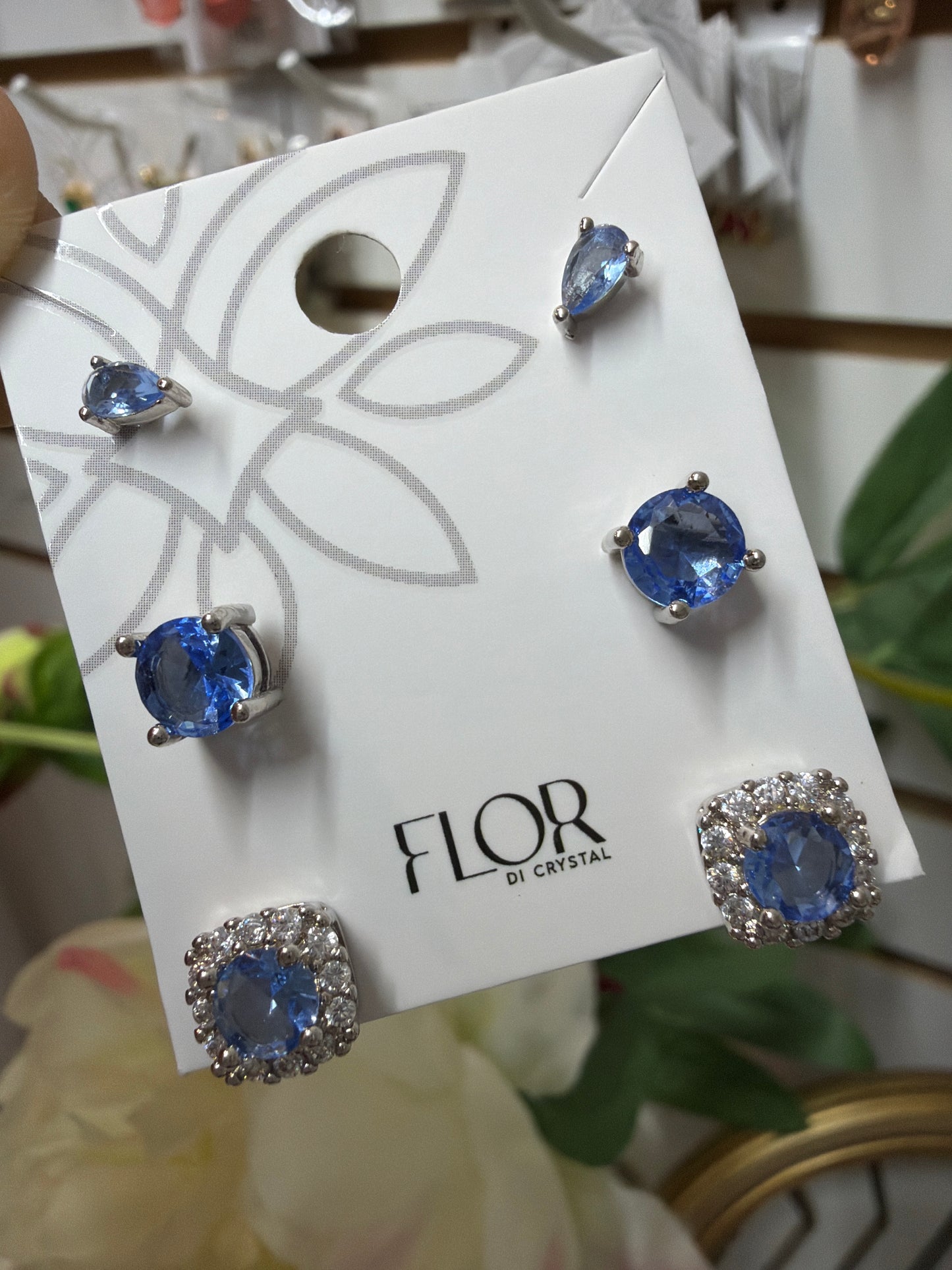 Brinco - Trio de brincos Tanzanita Banho Ródio