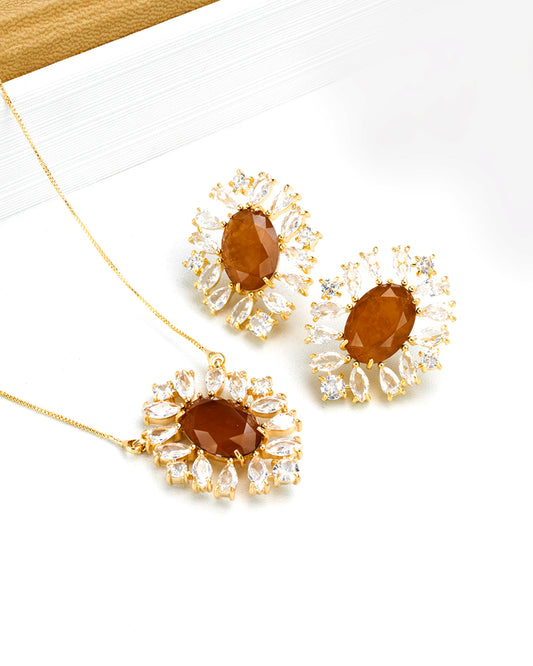 Conjunto Maxi Cravejado Cristal e Capuchino
