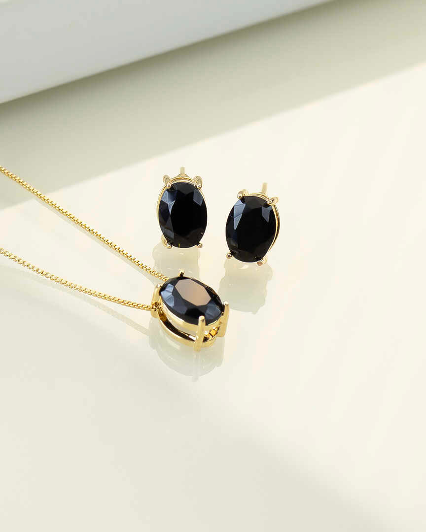 Luxury small oval black cz Necklace & Earring Set