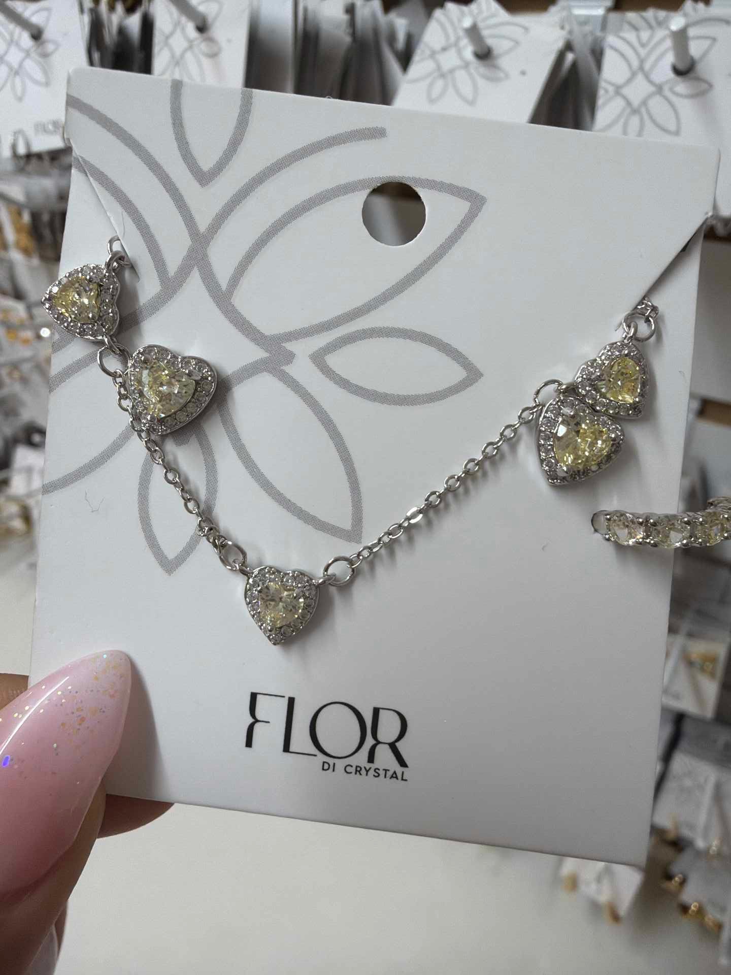 Citrine delicate heart earing necklace set in cz