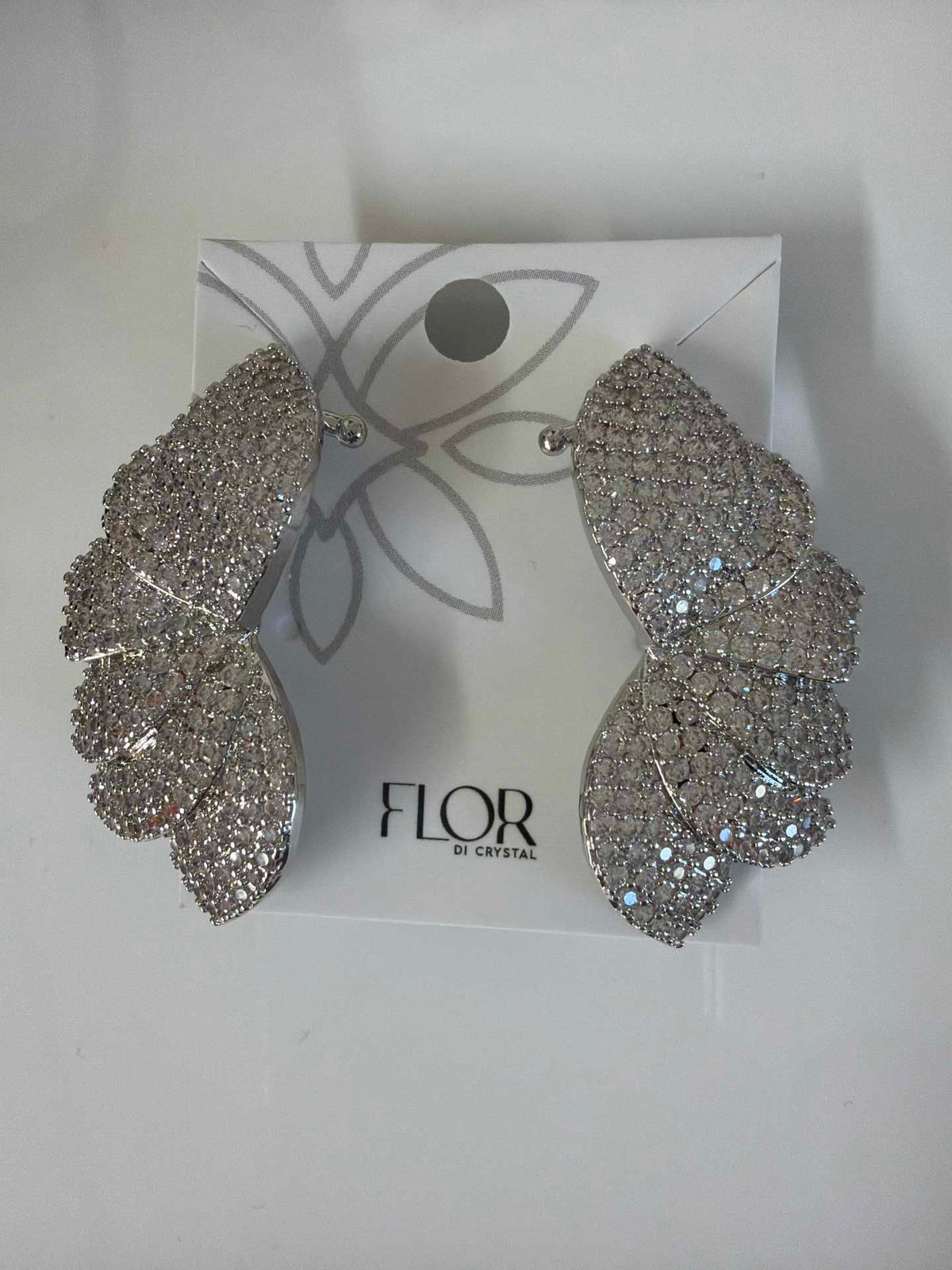 Half Flower earing cuff detail in cz pave