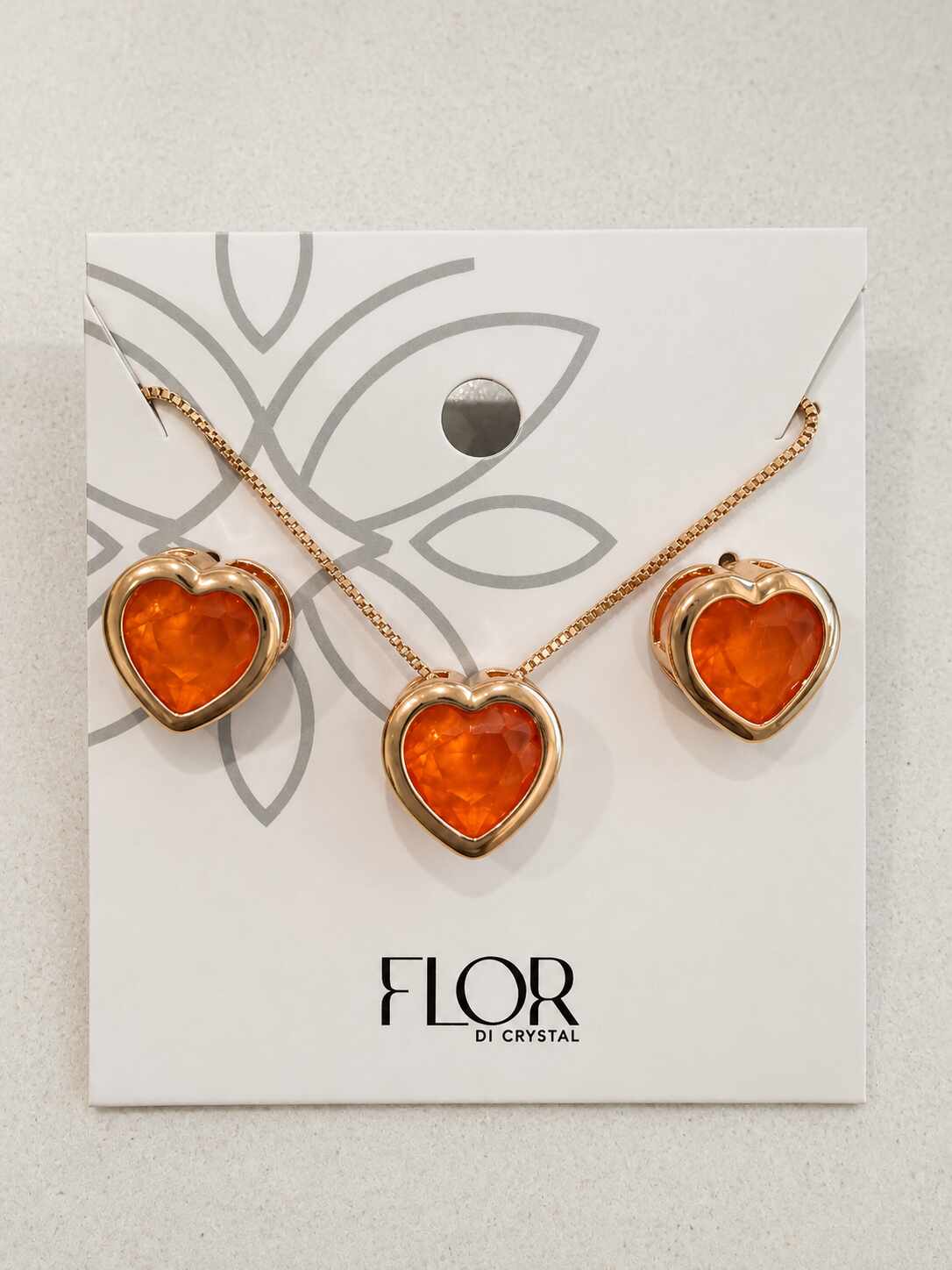 Heart orange paraiba fusion cz pave set