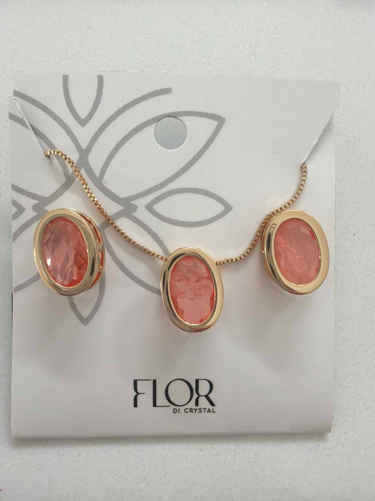 Oval light orange fusion cz pave set