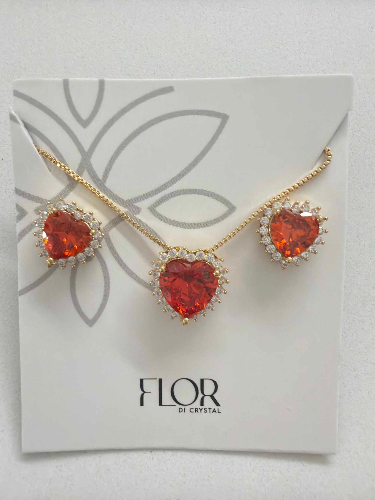 Heart orange cz w/ halo cz pave set