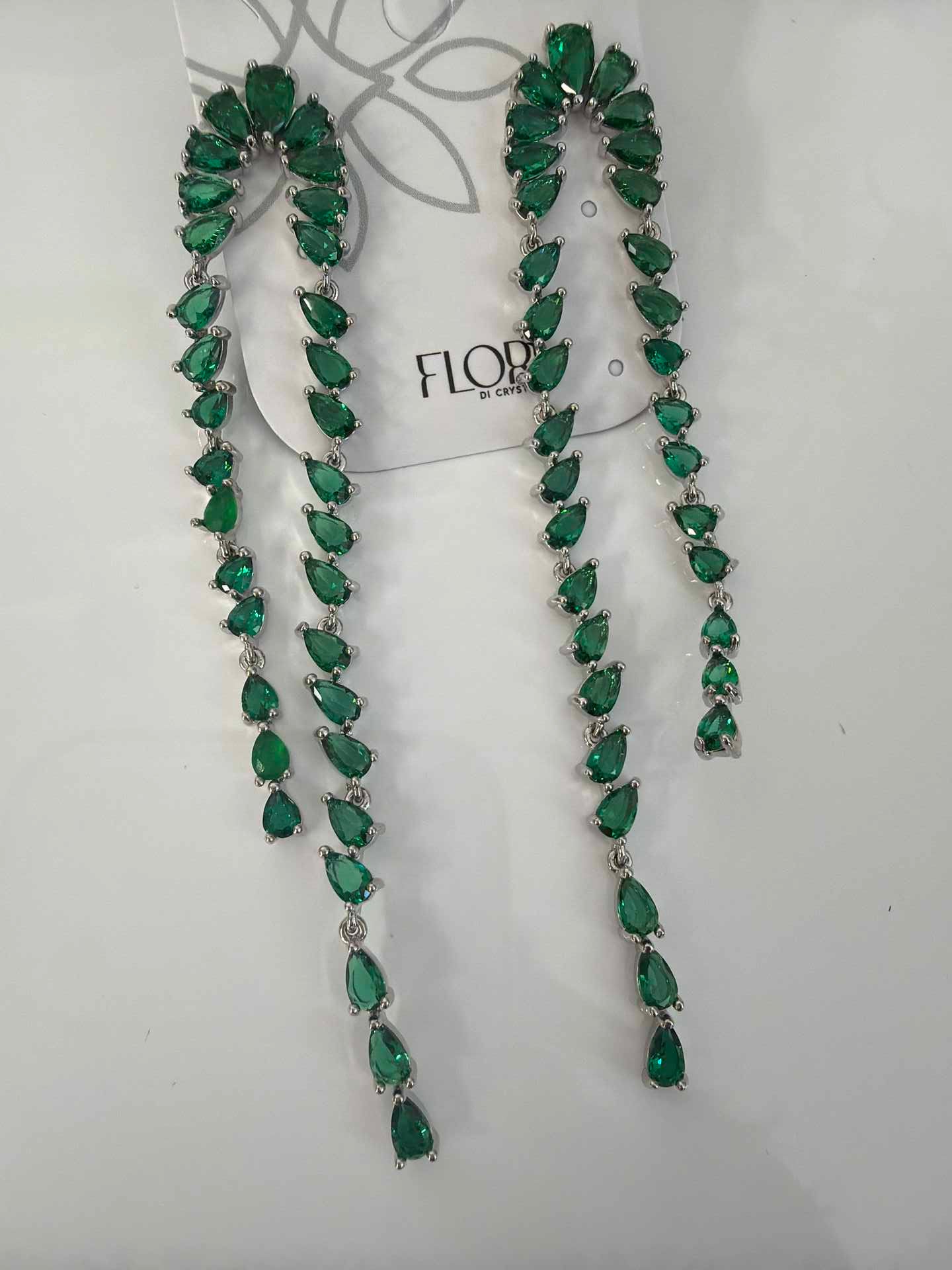 Cascade earing emerald freen cz