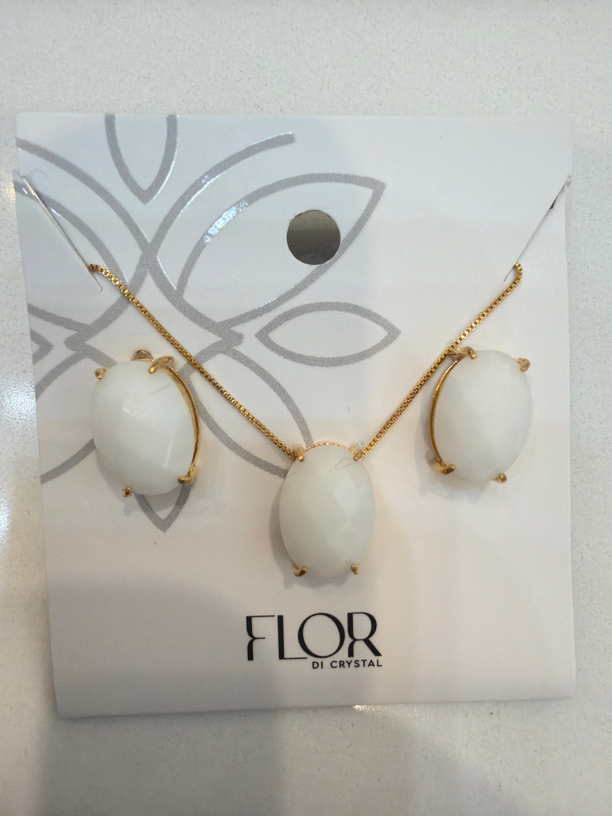Conjunto ponto de luz oval jade branca