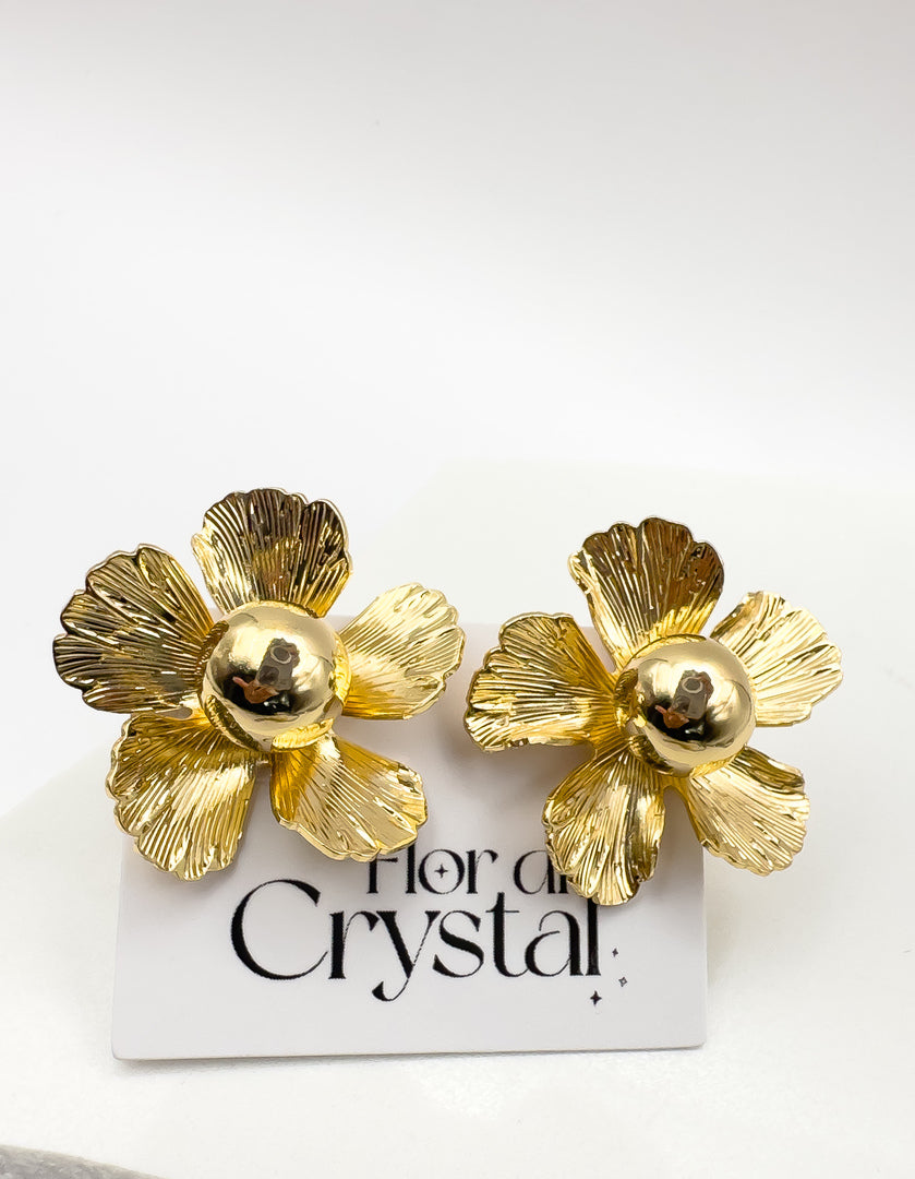 Brinco - Brinco de flores maxi luxo- dourado