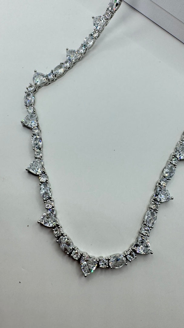 Colar - Rivieira 4mm coracoes grandes e pequenos - 16inches