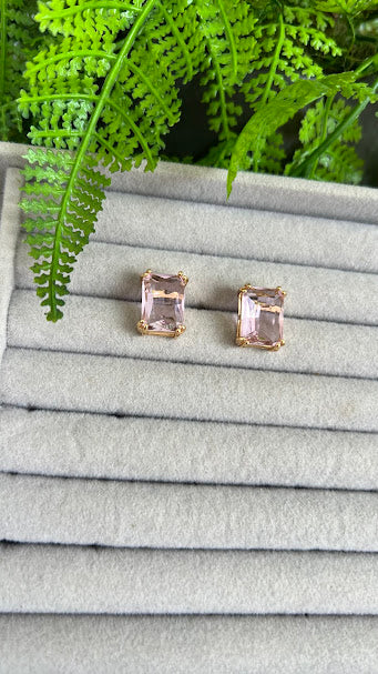 Brinco - Brinco Rosa Quadrado 18k