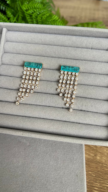 Brinco - Brinco Cascata com Padra Turmalina 18k