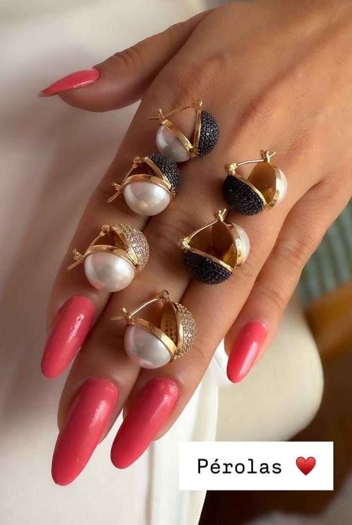 Brinco - Brinco Dupla face- perola e cravejado