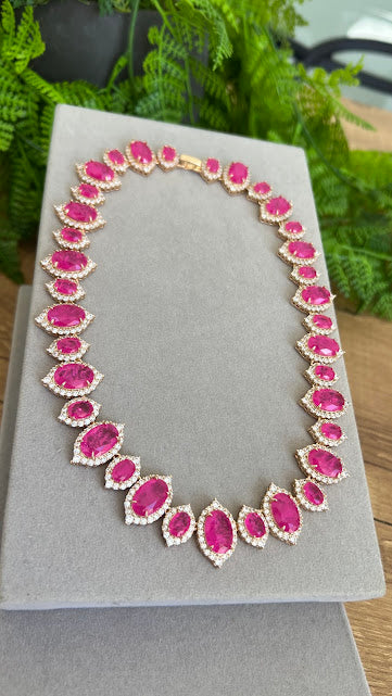 Colar - Colar em Turmalina fusion Fuchia