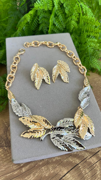 Conjunto - Folhas 2 tons Maxi