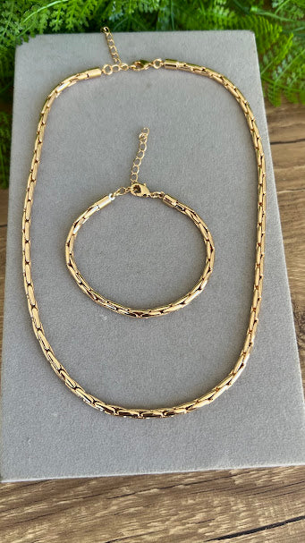 Conjunto - Conjunto de colar e pulseira Corrente 18k