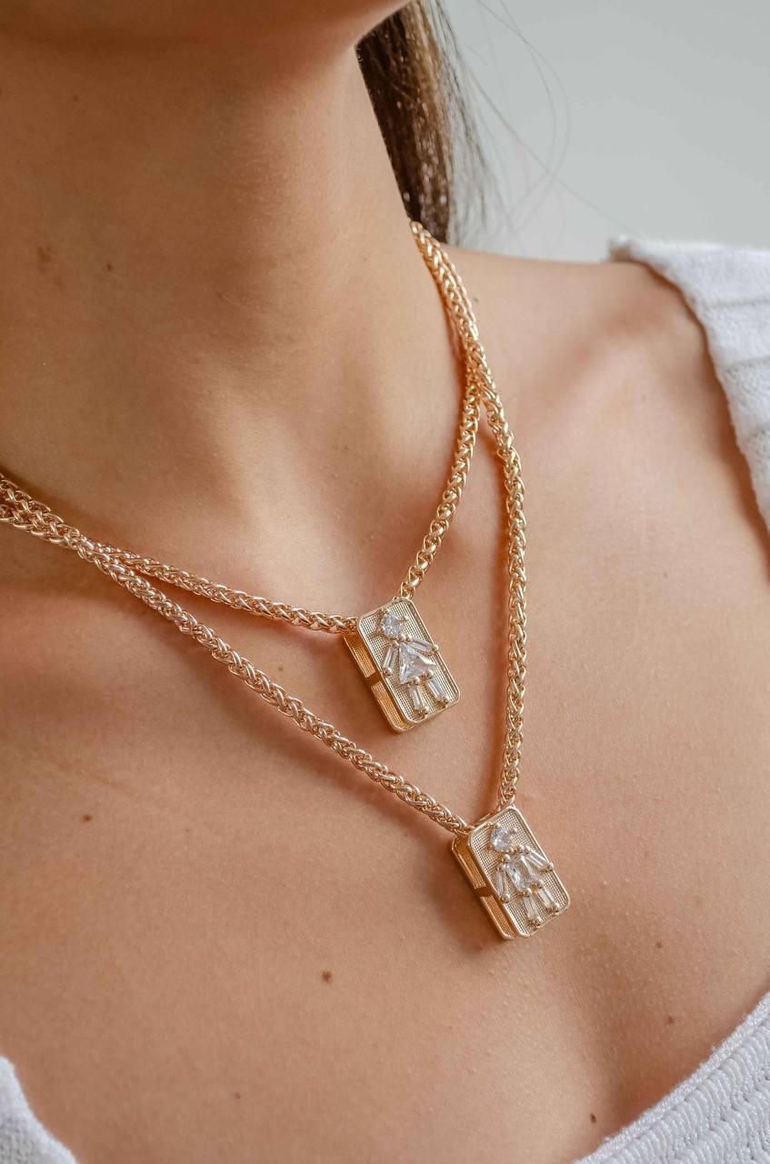 Colar - Colar de medalha quadrade MENINO