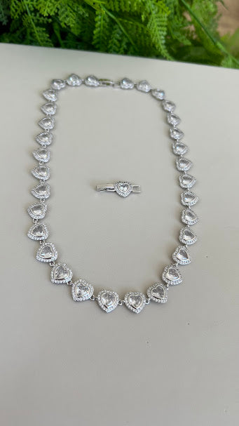 Gold Heart Tennis Necklace – Ariana Style