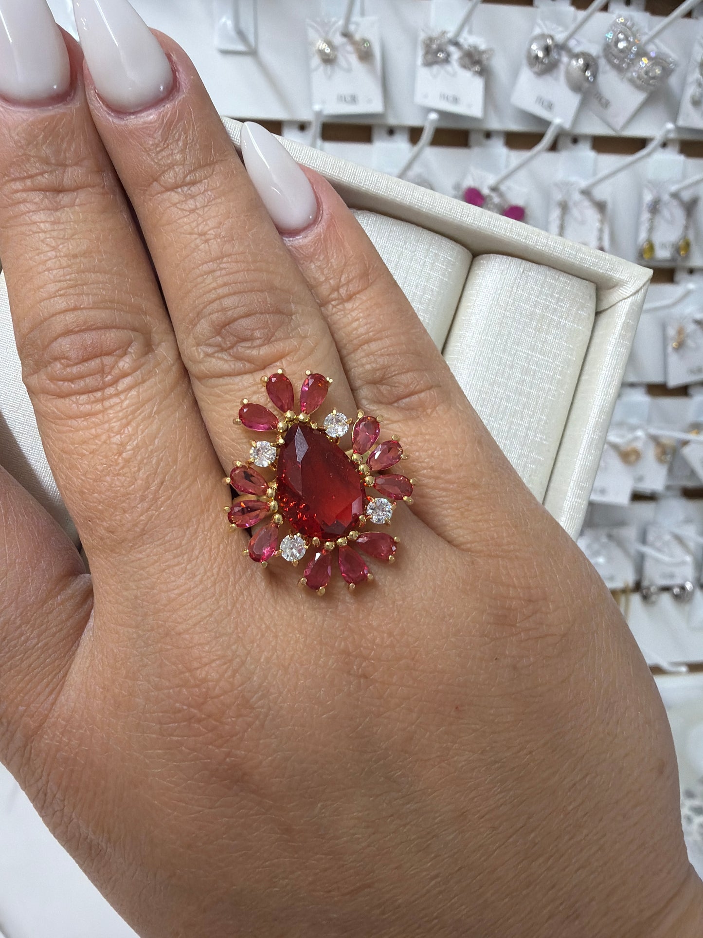 Anel - Anel cravejado Rubelita e zirconias #7