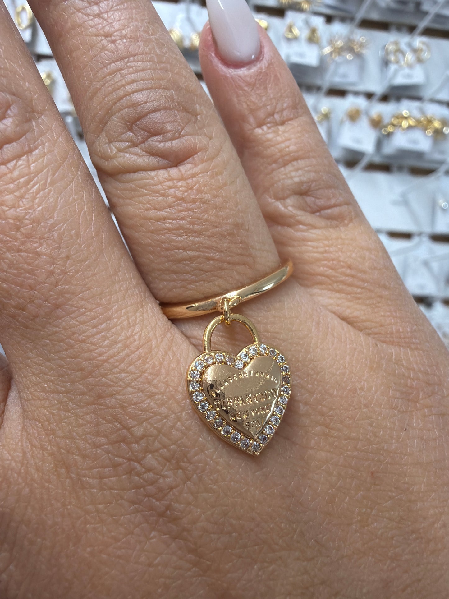 Anel - Anel pingente de coração tiff