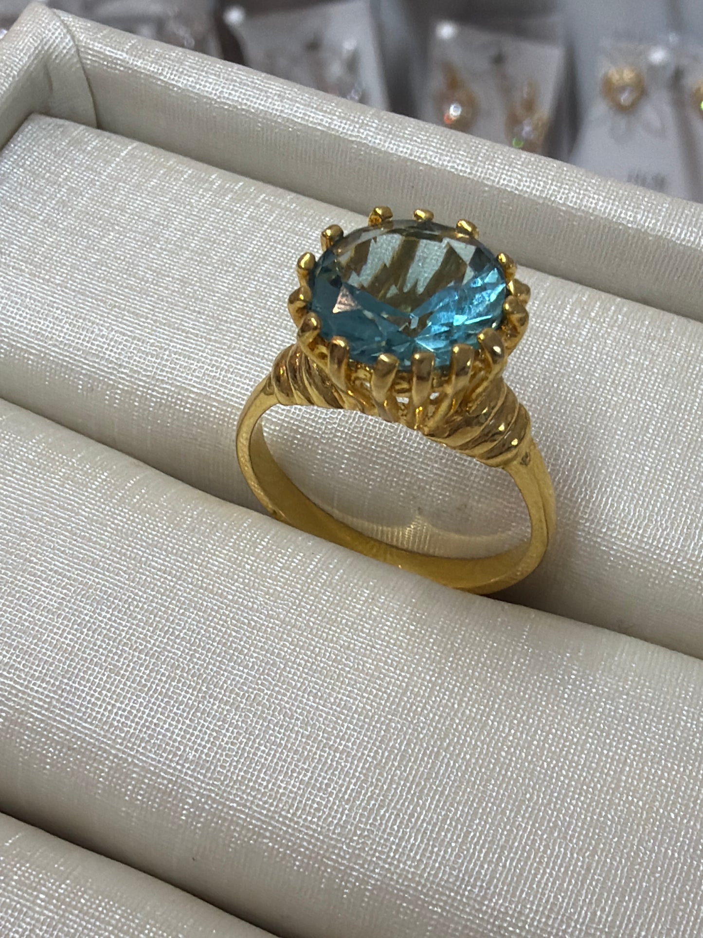 Anel - Anel solitario aqua