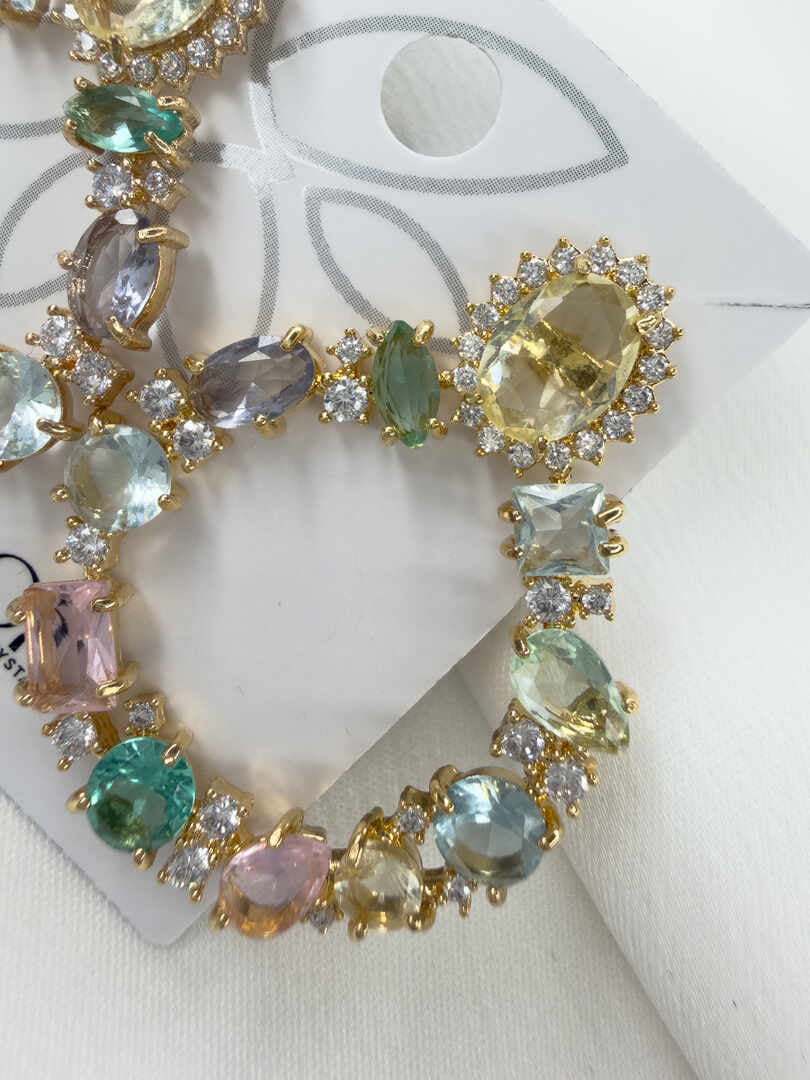 earing oval eith cetrine and turquoise pink zircon