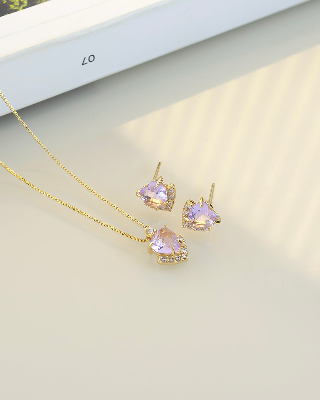 Conjunto - Luxury small baby punk heart cz Necklace & Earring Set