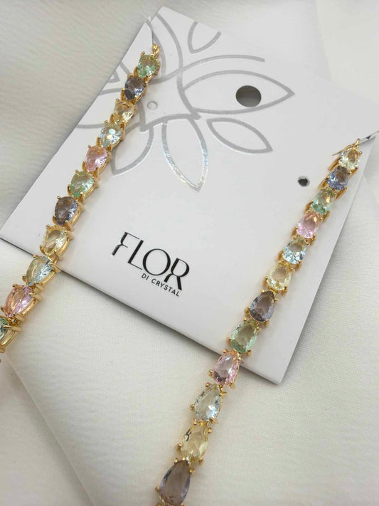 Large Elegant Tear drop candy colors chocker - pink - green- teal- purple